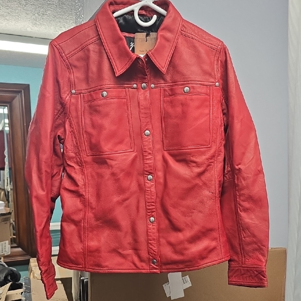 Women's Red Leather Jacket